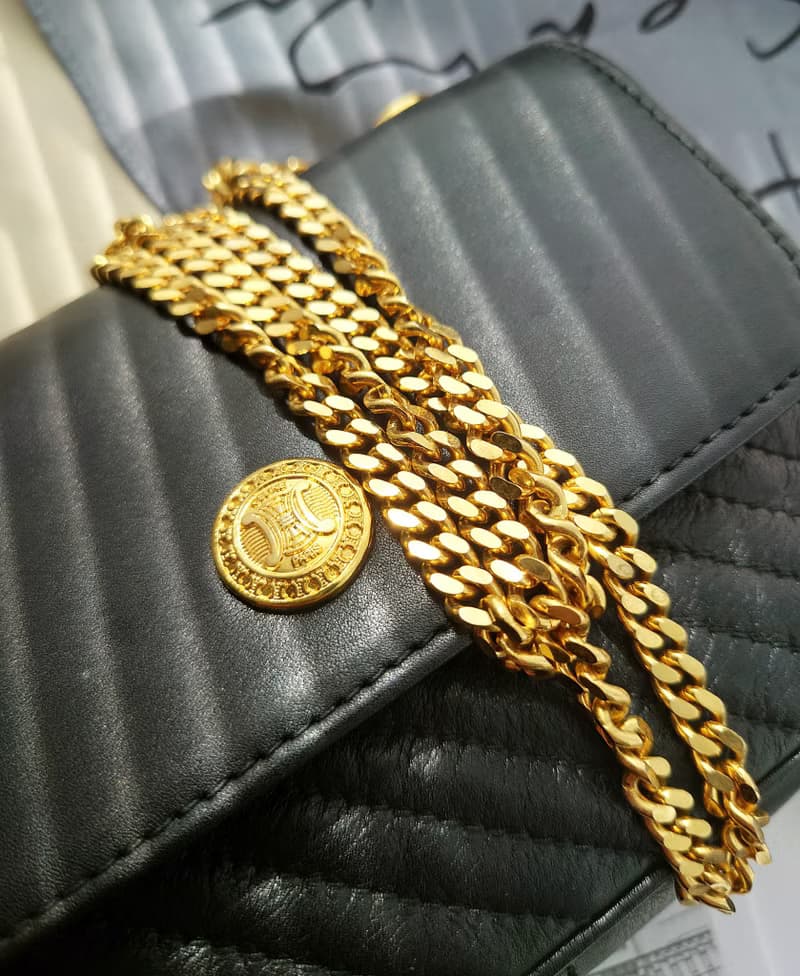 中古包 CELINE 黑金凱旋門晚宴包手拿包鏈條包斜揹包斜挎包單肩包