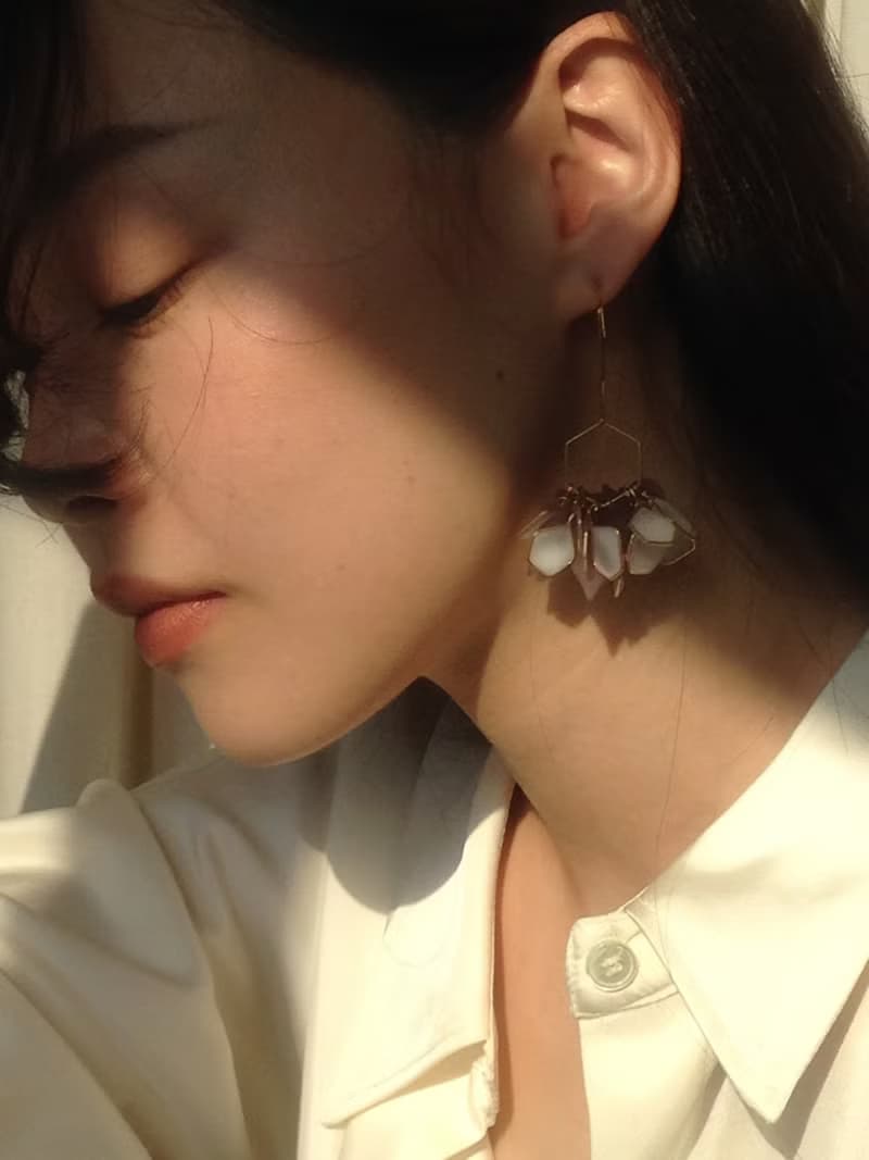 角邊形叢花耳環/耳夾可