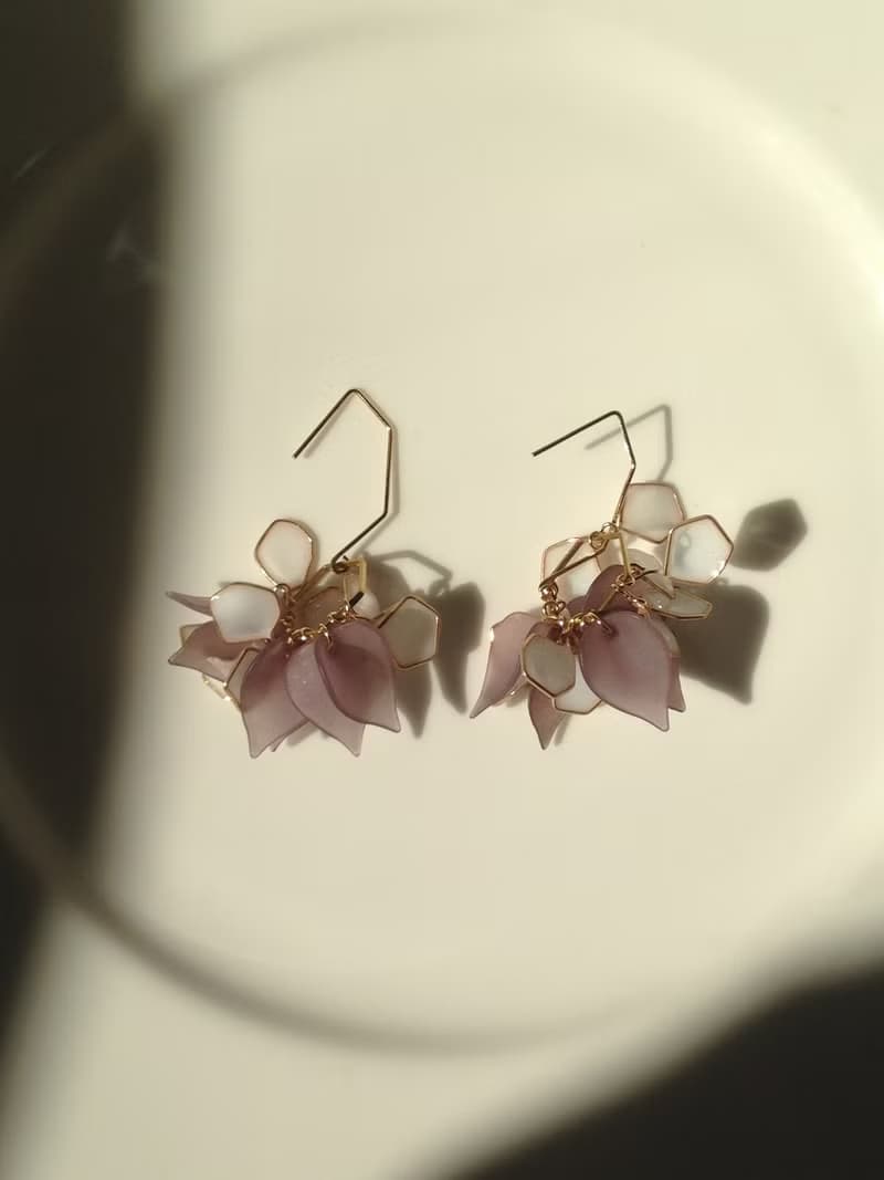 角邊形叢花耳環/耳夾可