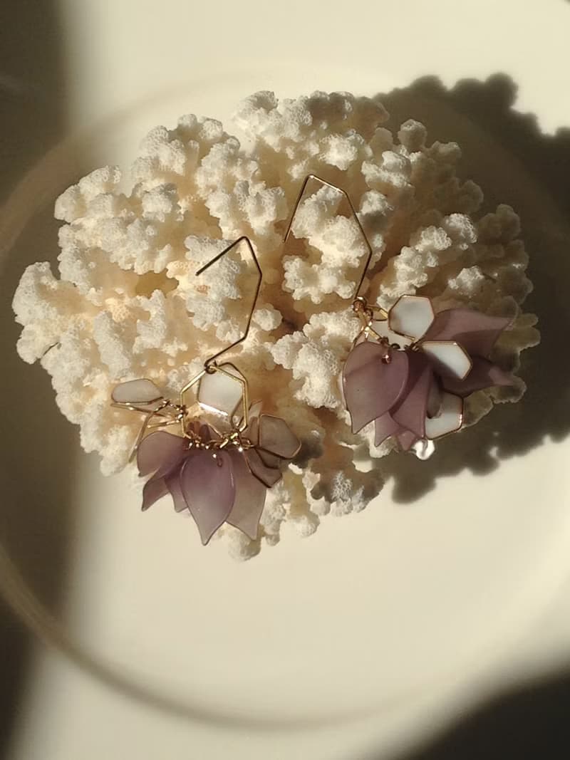 角邊形叢花耳環/耳夾可