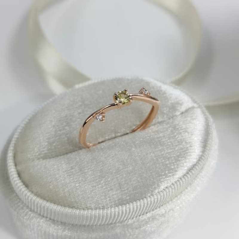 天然馬里石榴石 黃綠光澤 柔美戒台設計 純銀戒 尾戒 疊帶 禮物