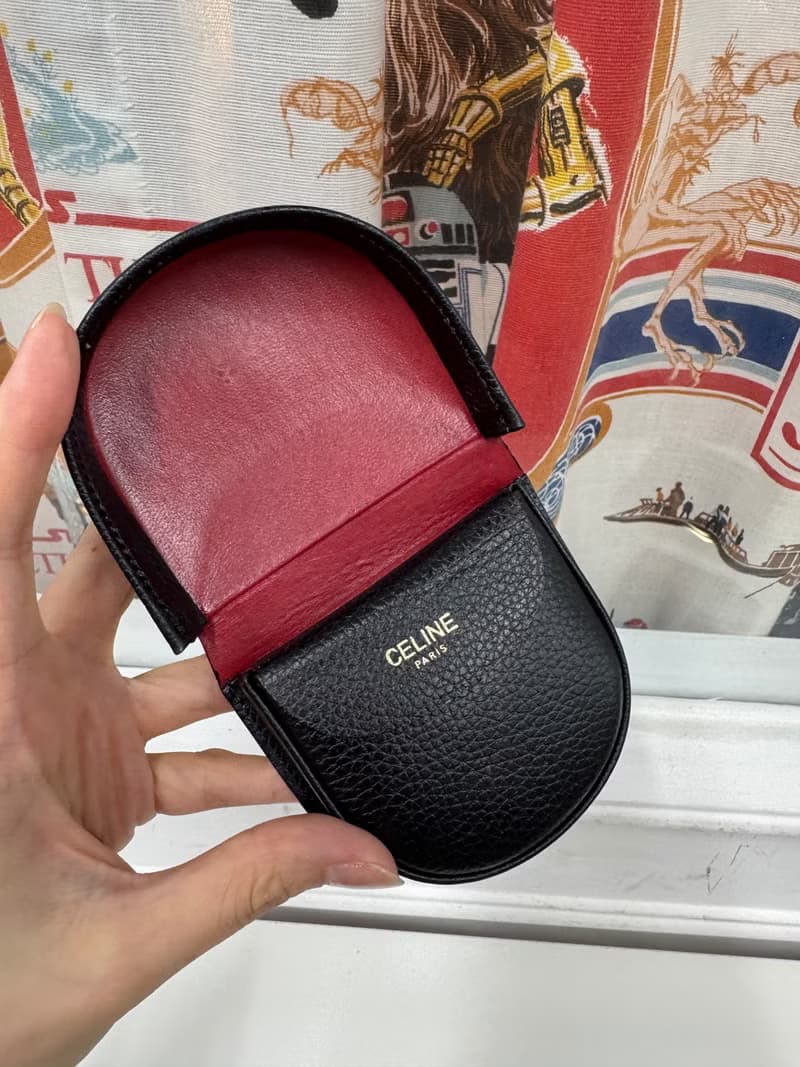 中古正品 Celine 荔枝皮真皮零錢包 皮革收納包 送禮