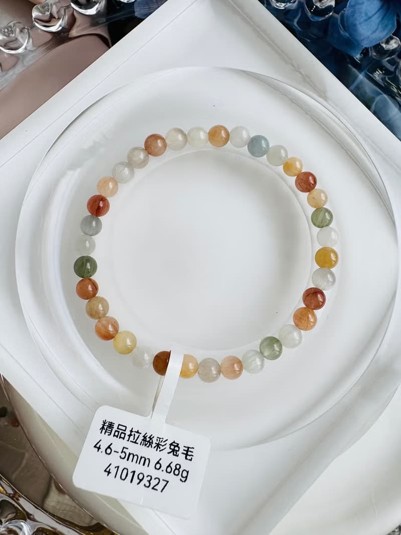 畢業級貓眼濃色彩兔毛水晶4.6-5mm6.68g滿順帶稀有灰兔毛