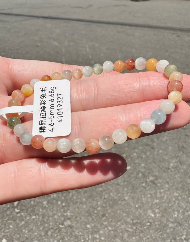 畢業級貓眼濃色彩兔毛水晶4.6-5mm6.68g滿順帶稀有灰兔毛