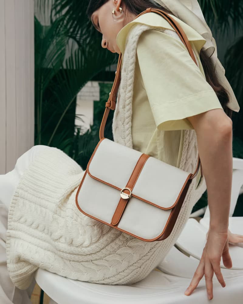 【春天來了】Hay Square 素皮革 環保帆布 兩用 斜背包 側背包 淺