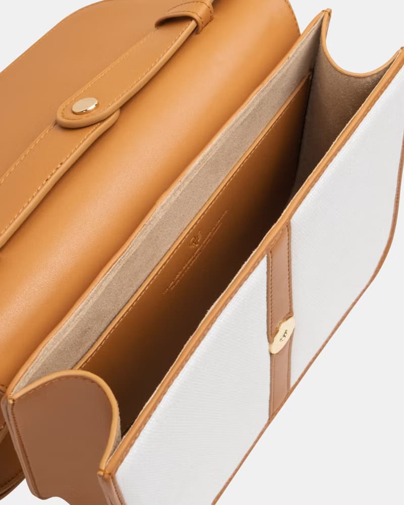 【春天來了】Hay Square 素皮革 環保帆布 兩用 斜背包 側背包 淺