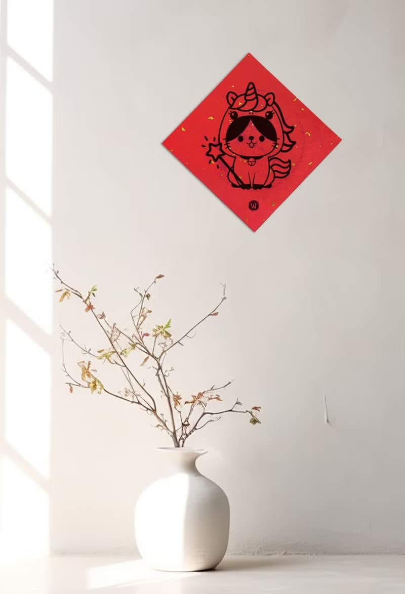 馬年 福吉 招財貓 新年快樂 恭喜發財 春聯 方斗 節慶_洛可可草莓