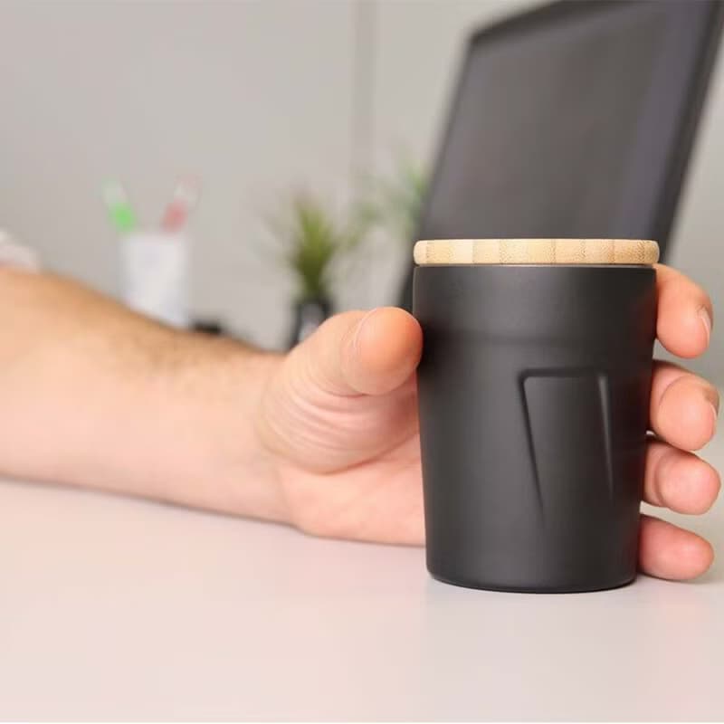 【畢業禮物】竹蓋雙層不銹鋼保溫隨身咖啡杯