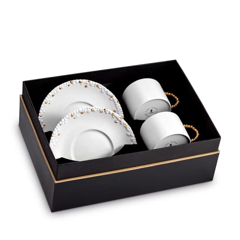 派對茶具組(二件套)-White + Gold【L'Objet】