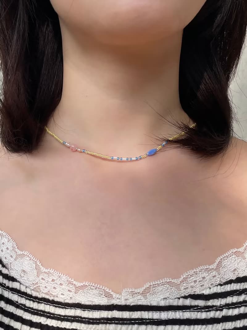 Fruit & Vegetable Collection - 020 Gold Kiwi Gemstone Necklace