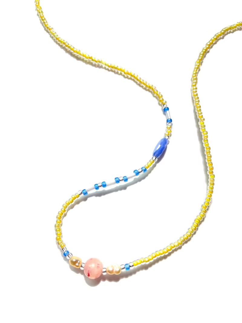 Fruit & Vegetable Collection - 020 Gold Kiwi Gemstone Necklace