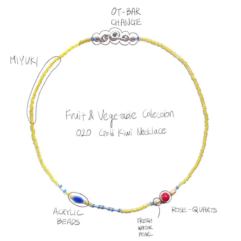 Fruit & Vegetable Collection - 020 Gold Kiwi Gemstone Necklace