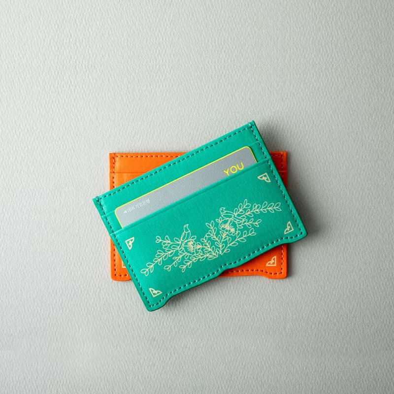 Vegan eco-friendly Hanji Leather chrysanthemum 韓国 誕生日プレゼント Card Wallet Green