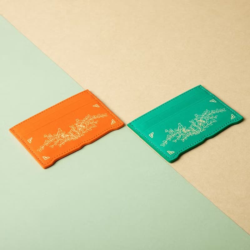 Vegan eco-friendly Hanji Leather chrysanthemum 韓国 誕生日プレゼント Card Wallet Green