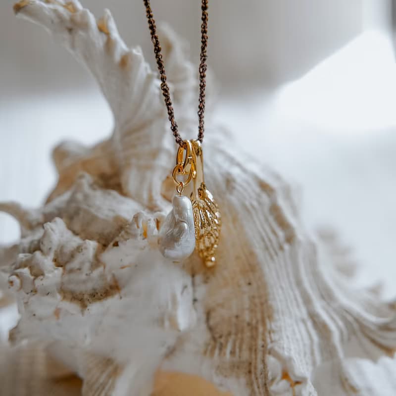 貝殼與珍珠海洋邂逅項鍊 Seashell and Pearl Necklace