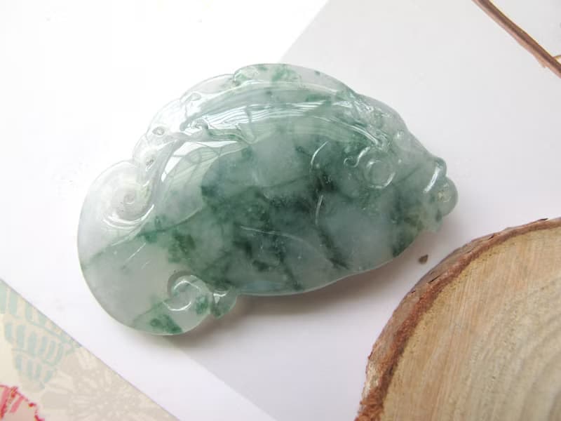 翡翠A貨緬甸玉【如魚得水】魚造型天然冰種飄花項鍊