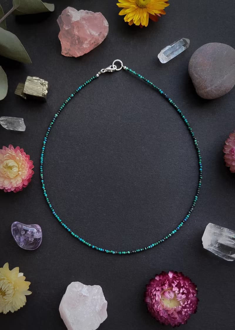 Chrysocolla Choker - tiny beaded turquoise colour necklace