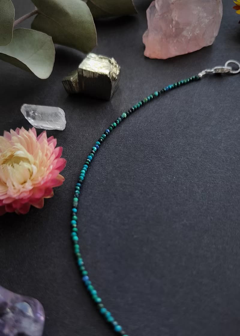 Chrysocolla Choker - tiny beaded turquoise colour necklace