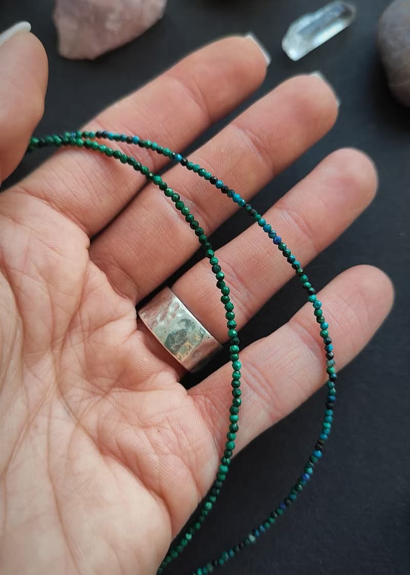 Chrysocolla Choker - tiny beaded turquoise colour necklace