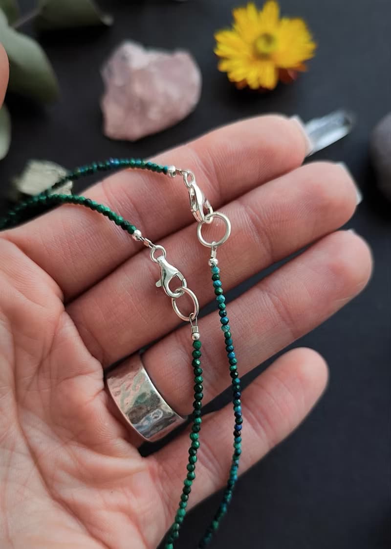 Chrysocolla Choker - tiny beaded turquoise colour necklace