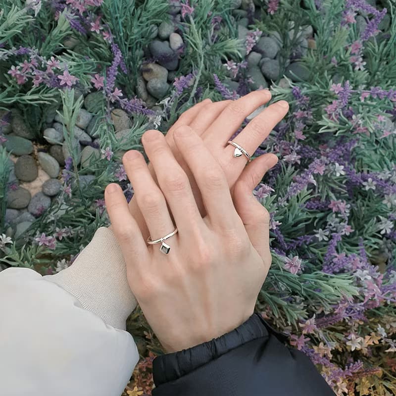 (925 Sterling Silver) Simple Diamond Charm Ring