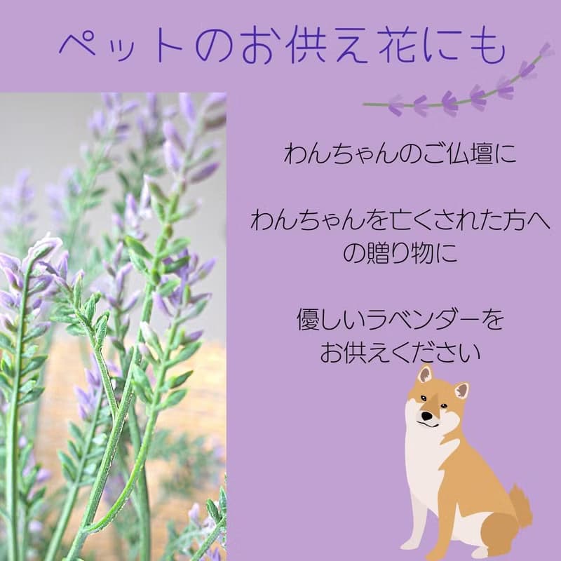 柴犬とラベンダーのミニ花束 造花花束 壁飾り ぬいぐるみ 犬 いぬ しば犬 ペットのお供え