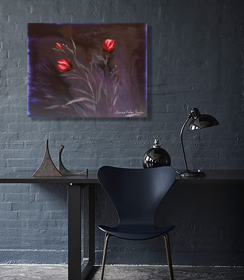 Tulips Painting Bouquet Flowers Original Art Pink Floral Wall Art Plant Artwork