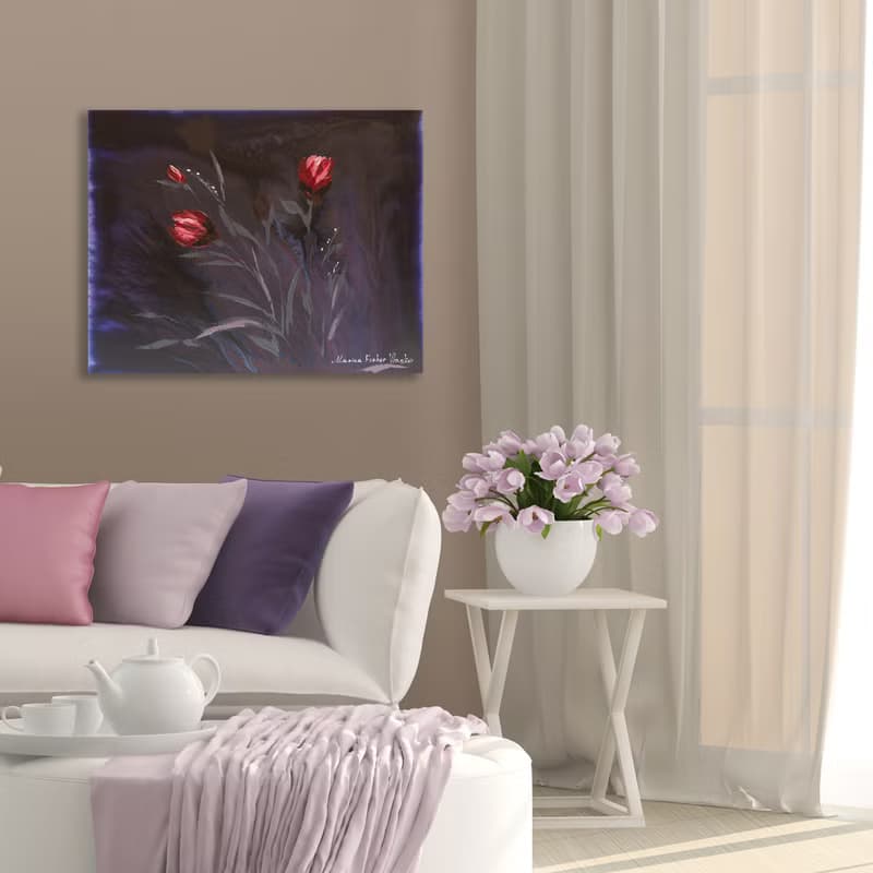 Tulips Painting Bouquet Flowers Original Art Pink Floral Wall Art Plant Artwork
