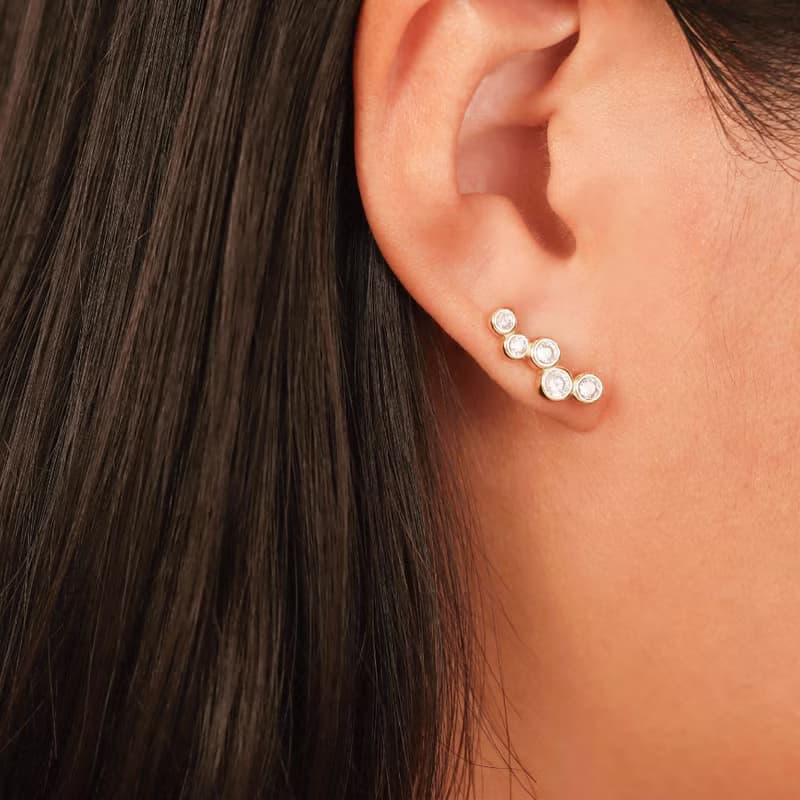 s925銀微鑲鋯石女生耳骨釘 小眾設計感高級耳飾品 禮物交換
