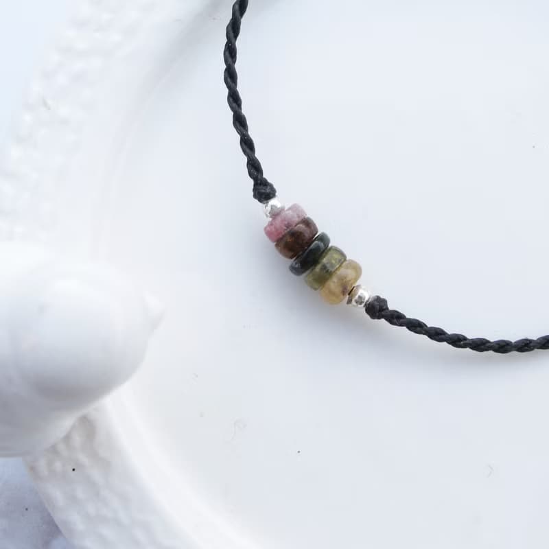 【水晶蠟繩系列】多彩碧璽 | 極細蠟繩手鍊  招財納福 | 大員囡仔