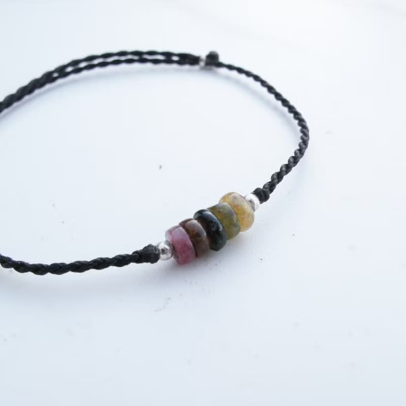 【水晶蠟繩系列】多彩碧璽 | 極細蠟繩手鍊  招財納福 | 大員囡仔