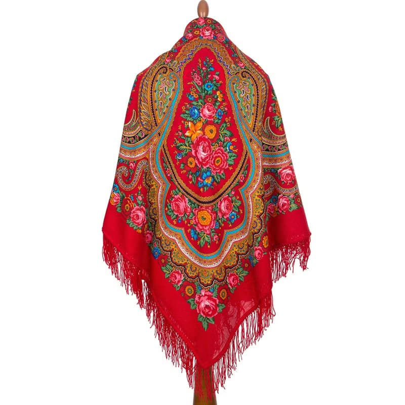 Pavlovo Posad 俄羅斯披肩 146x146 厘米 100% 羊毛圍巾包裹羊毛