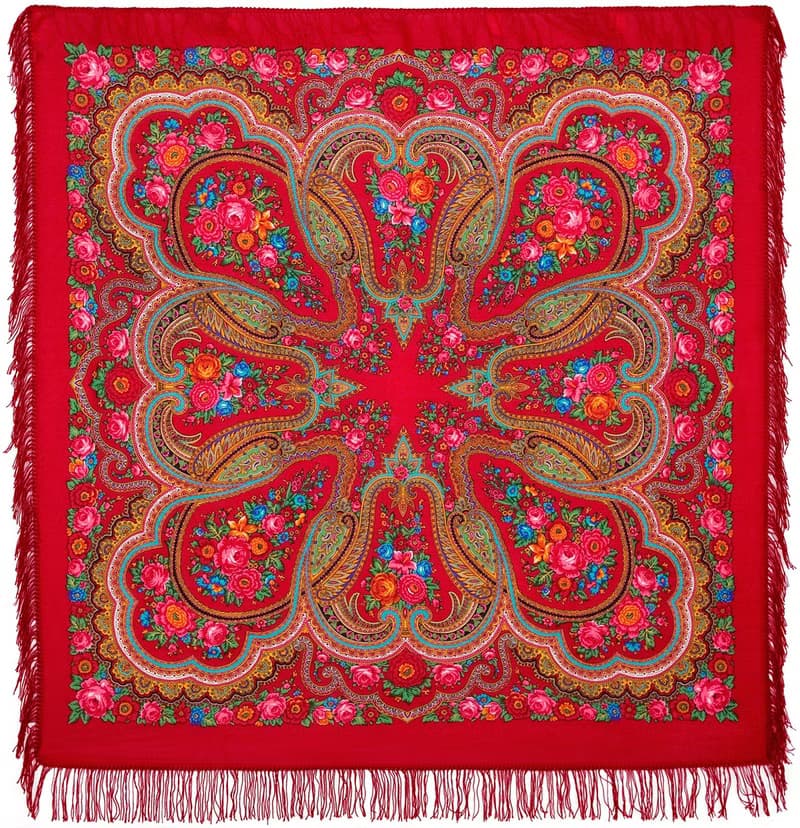 Pavlovo Posad 俄羅斯披肩 146x146 厘米 100% 羊毛圍巾包裹羊毛