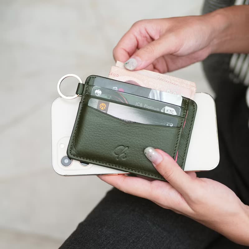 June (Green) :  Multi-card holder, card case, Slim wallet, Green wallet