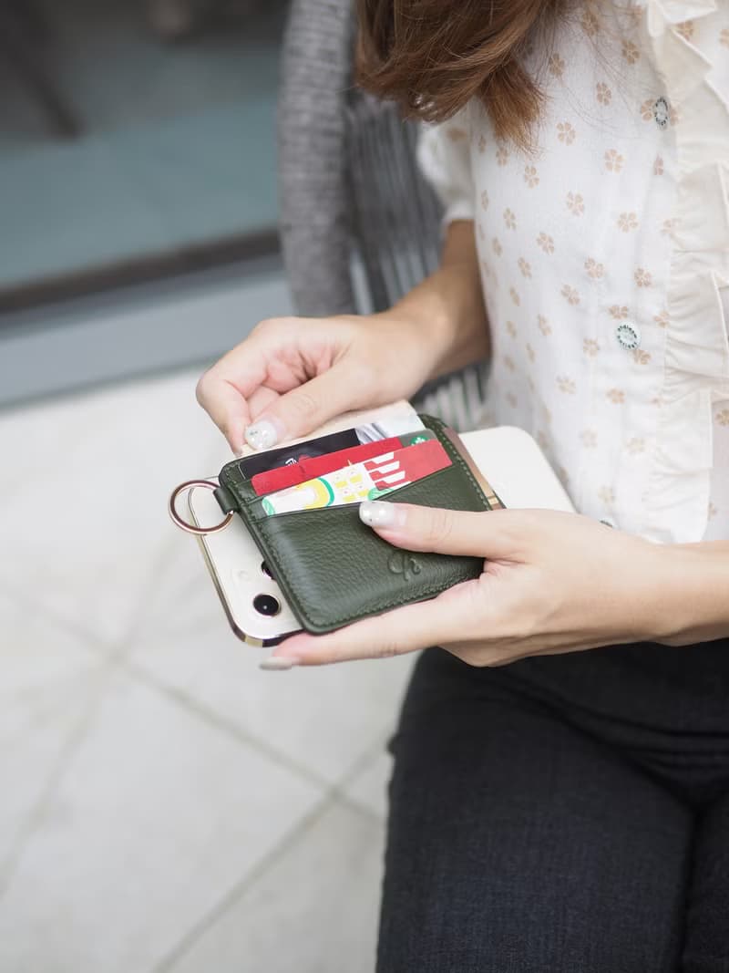 June (Green) :  Multi-card holder, card case, Slim wallet, Green wallet