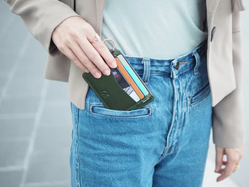 June (Green) :  Multi-card holder, card case, Slim wallet, Green wallet