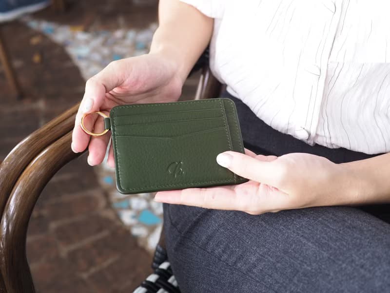 June (Green) :  Multi-card holder, card case, Slim wallet, Green wallet