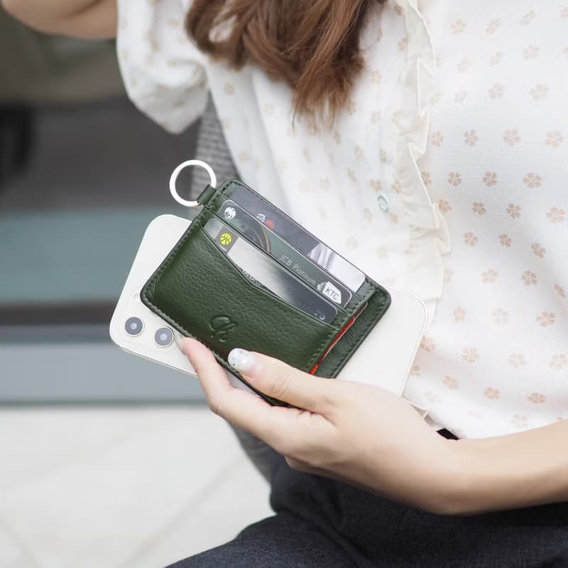 June (Green) :  Multi-card holder, card case, Slim wallet, Green wallet