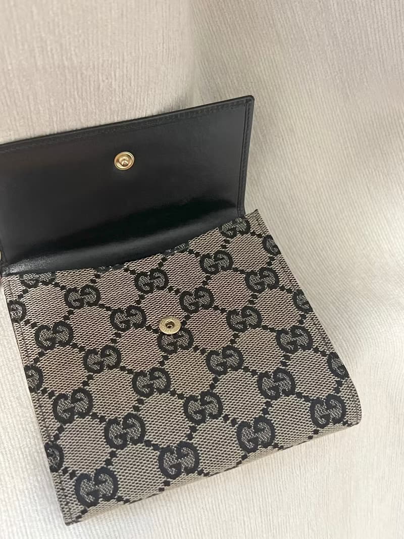 Gucci黑色老花中古錢包短夾 連散子包位置 日本中古二手Vintage