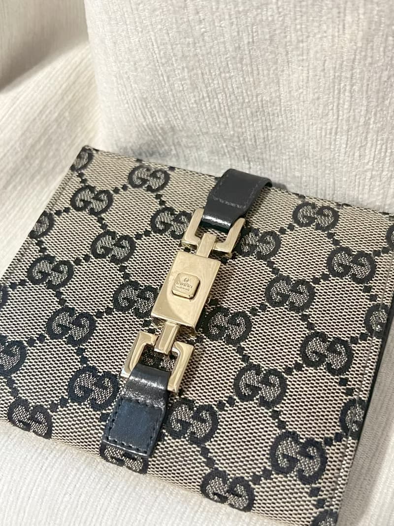 Gucci黑色老花中古錢包短夾 連散子包位置 日本中古二手Vintage