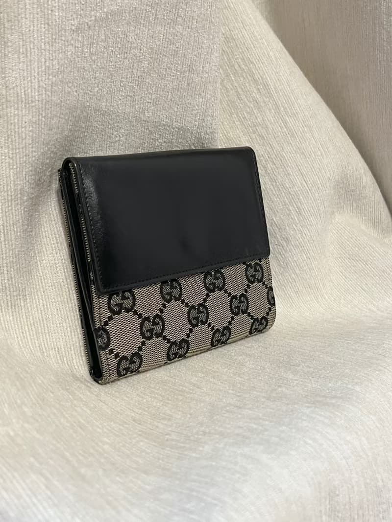 Gucci黑色老花中古錢包短夾 連散子包位置 日本中古二手Vintage