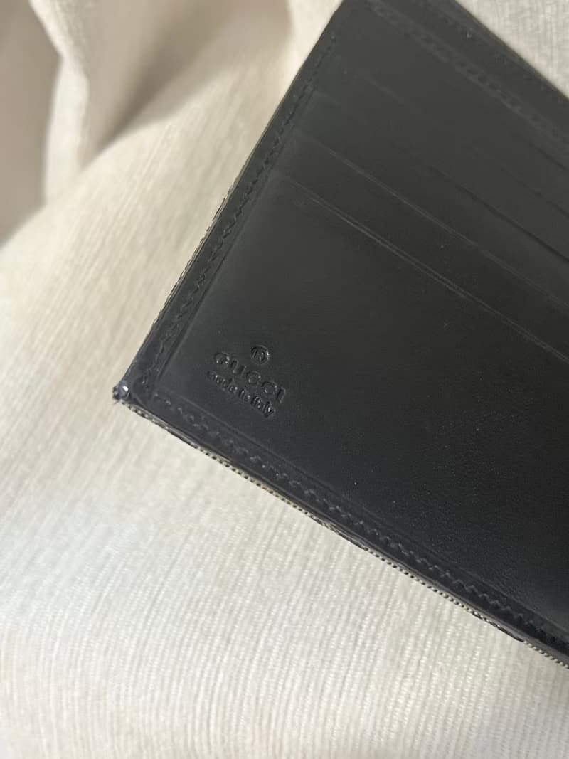 Gucci黑色老花中古錢包短夾 連散子包位置 日本中古二手Vintage