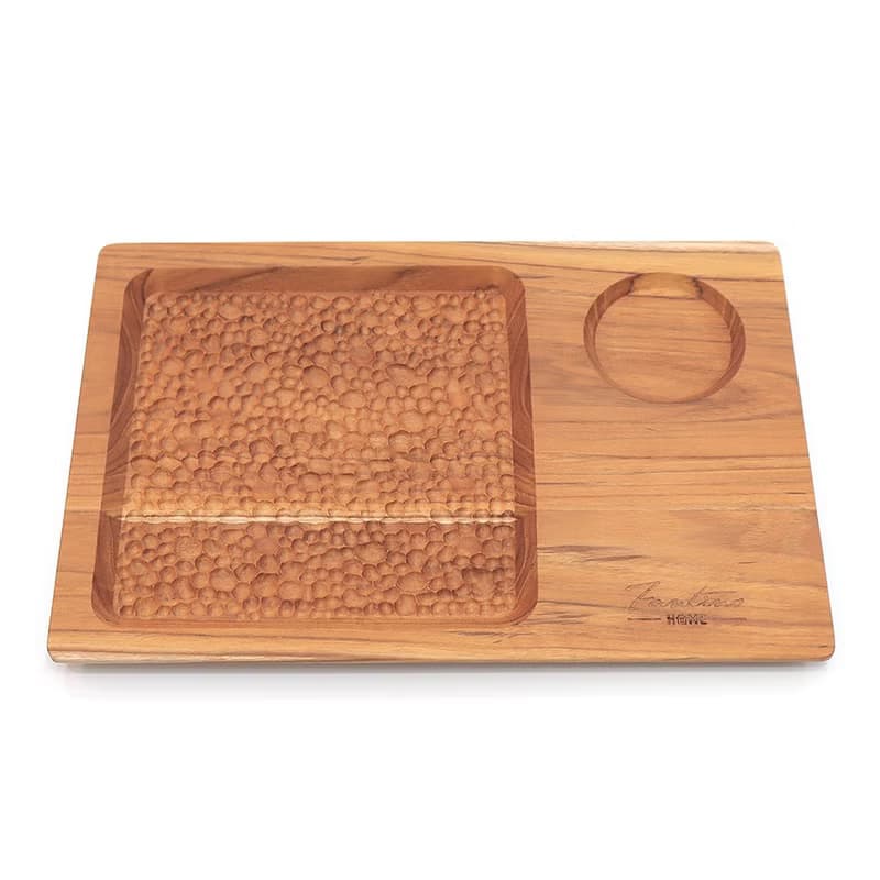 天然柚木咖啡盤-波點款 30*20cm │不上漆原木製早午餐盤露營野餐