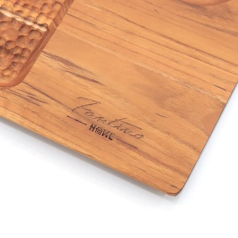 天然柚木咖啡盤-波點款 30*20cm │不上漆原木製早午餐盤露營野餐