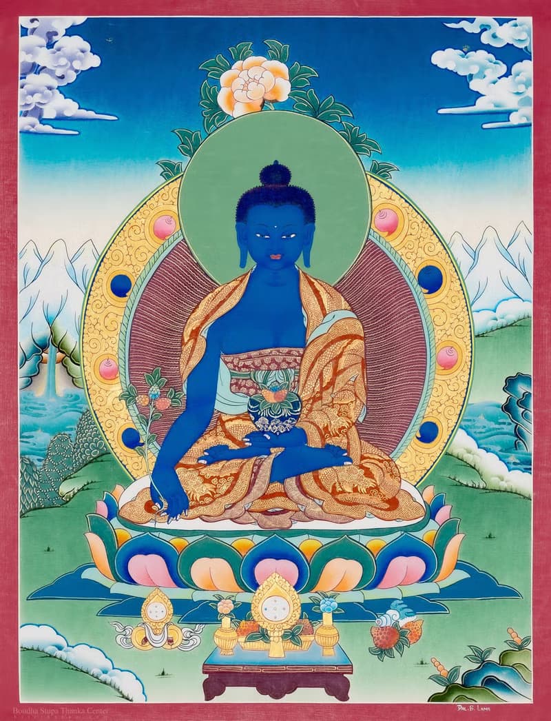 手繪藥師佛唐卡 | 西藏藝術  促進療癒與長壽