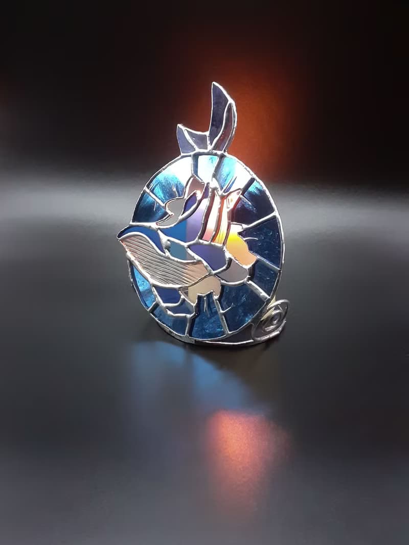 彩色玻璃鯨魚燭台海洋裝飾小蠟燭海浪燈籠