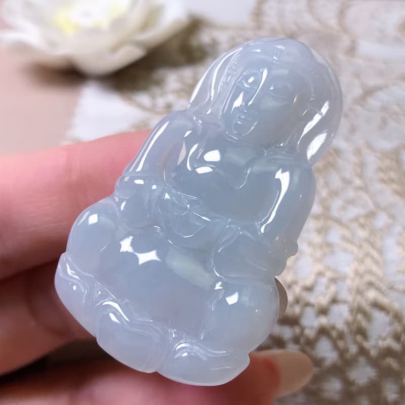 冰種翡翠觀音菩薩 | 天然緬甸玉A貨翡翠 | 送禮