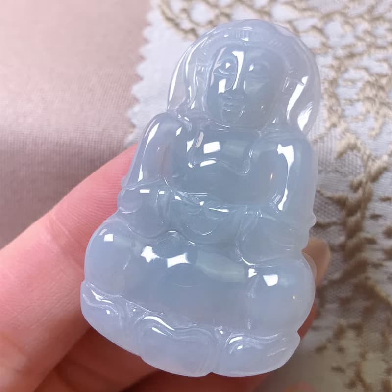 冰種翡翠觀音菩薩 | 天然緬甸玉A貨翡翠 | 送禮