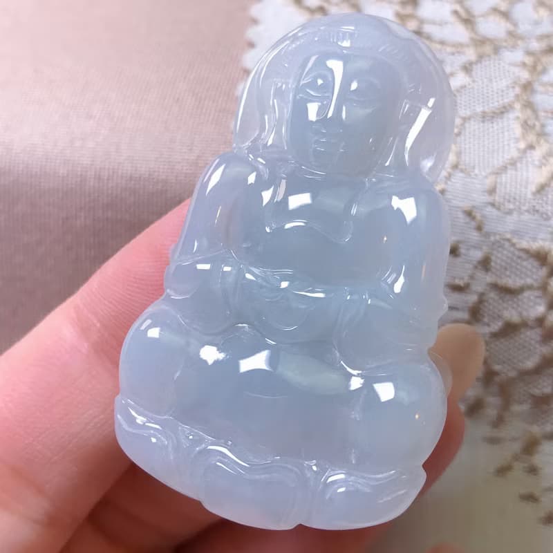 冰種翡翠觀音菩薩 | 天然緬甸玉A貨翡翠 | 送禮