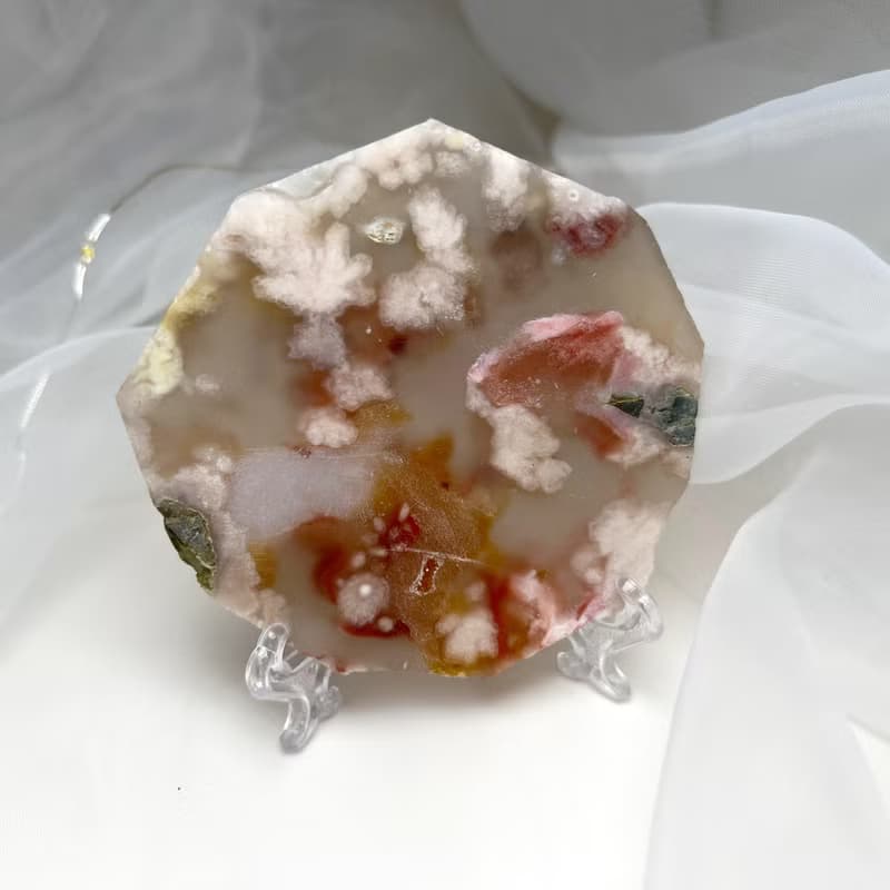 抹櫻。原礦 一圖一物 擺件 療癒 磨砂 l 櫻花瑪瑙片 l